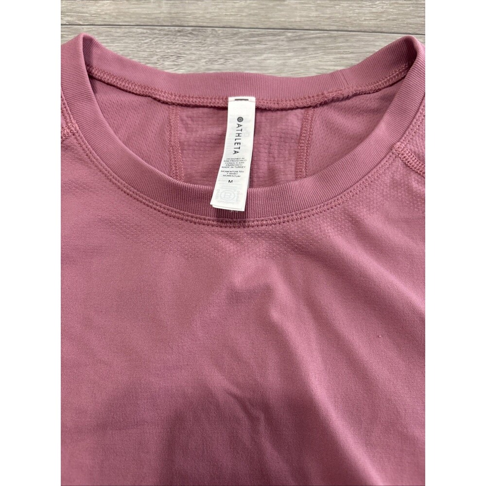 Athleta Pink Momentum Tee Women's Size M Dusty Rose Athleisure Active T Shirt - Picture 5 of 14